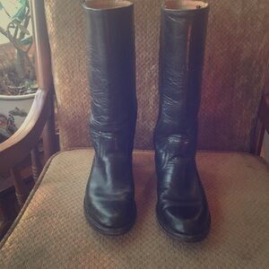 Frye Black Leather Combat Boots